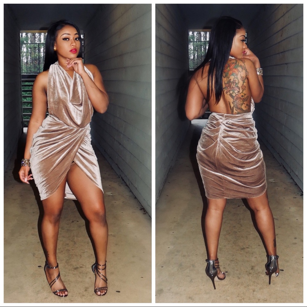 Nude halter top dress